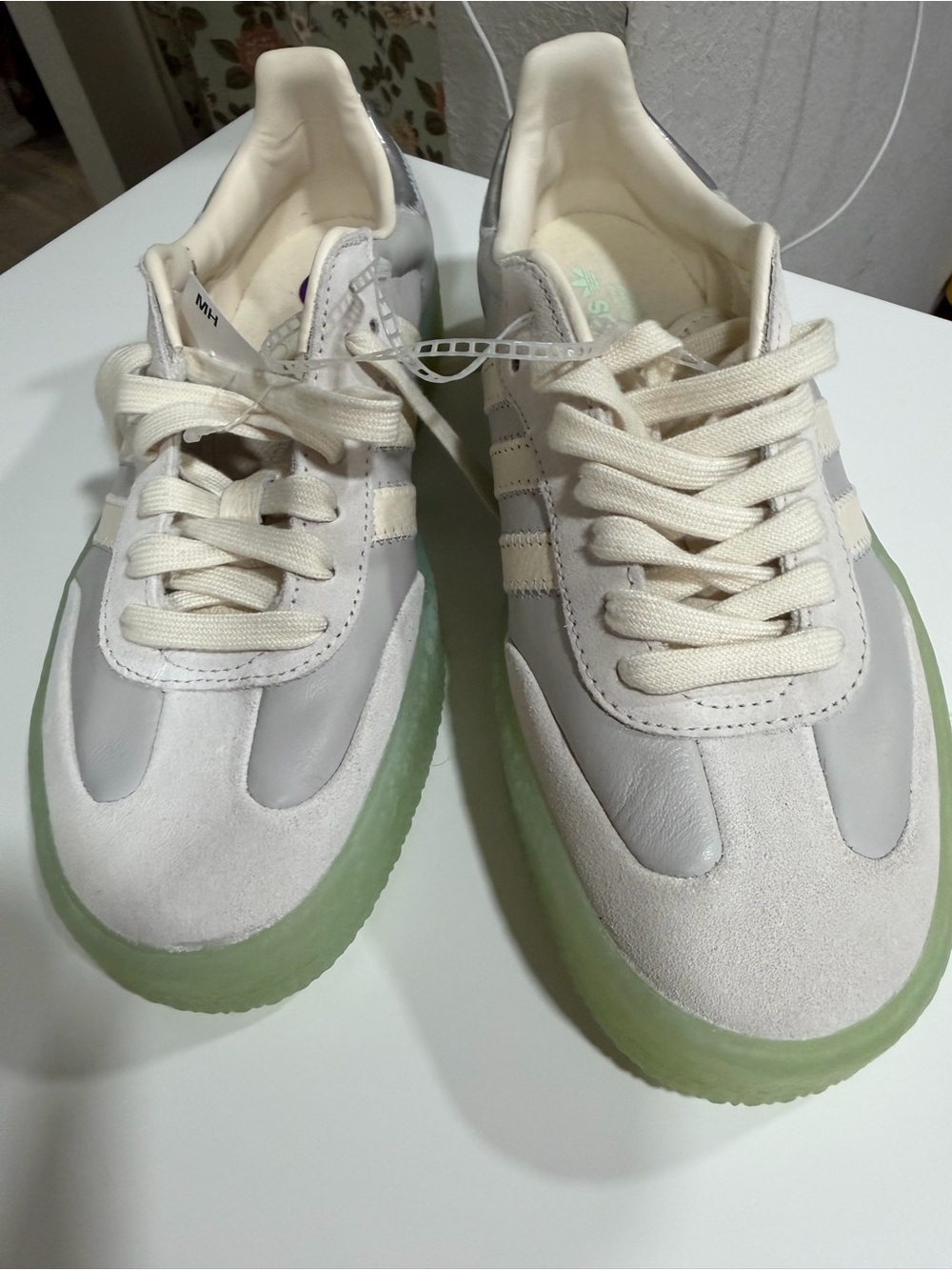 Adidas Samba Platform Women's Sneakers in Pale Gray & Cream